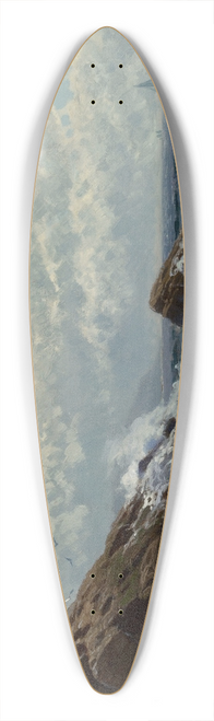 Alfred Thompson Bricher - Crashing Waves 39.3 inch art pintail longboard deck