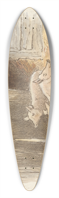 Alfred W. Cooper - The Farmyard (tail piece) 39.3 inch art pintail longboard deck