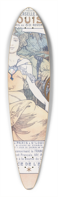 Alphonse Mucha - Exposition universelle & internationale de St. Louis (Etats-Unis), du 30 Avril au 30 Novembre 1904 39.3 inch art pintail longboard deck