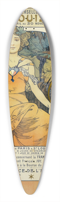 Alphonse Mucha - Exposition Universelles Et Internationale De St. Louis (Etats Unis) Du 30 Avril Au 30 Novembre 39.3 inch art pintail longboard deck