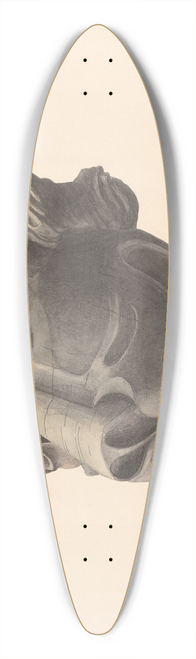 Alton K. Skillin - Carved Cat Head Gargoyle 39.3 inch art pintail longboard deck