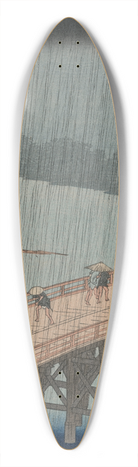 And Hiroshige - Sudden Shower over Shin-hashi Bridge and Atake, from the series One Hundred Famous Views of Edo 39.3 inch art pintail longboard deck
