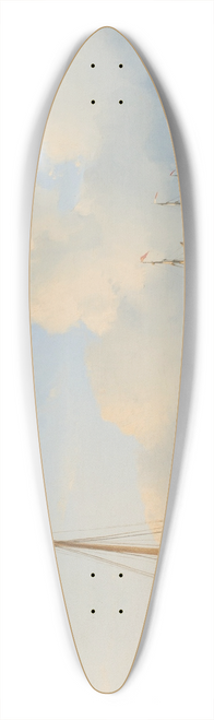 Andreas Schelfhout - Fisherfolk With Beached Vessels 39.3 inch art pintail longboard deck