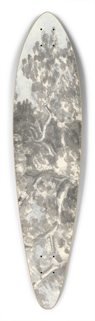 Anne Rushout - Three Figures Standing under a Large Tree 39.3 inch art pintail longboard deck