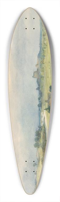 Antoine Chintreuil - Extensive landscape prospect with a fortified building on hill in the background 39.3 inch art pintail longboard deck