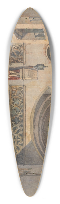 Anton Hchl - Innenhof eines Klosters mit Schmerzensmann und Durchblick auf eine Burg 39.3 inch art pintail longboard deck
