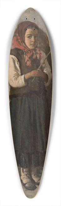 Antoni Gramatyka - Girl with geese 39.3 inch art pintail longboard deck