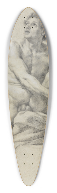 Anton Raphael Mengs - Sitzender mnnlicher Akt, etwa frontal, das linke Bein hochgestellt und mit beiden Hnden gehalten 39.3 inch art pintail longboard deck
