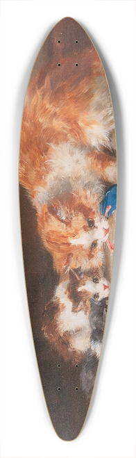 Arthur-Alfred Brunel de Neuville - Mother Cat with Three Kittens 39.3 inch art pintail longboard deck