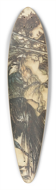 Arthur Rackham - I flee for the first time and am pursued; Warfather follows close 39.3 inch art pintail longboard deck