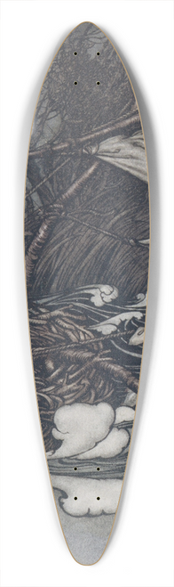 Arthur Rackham - There now arose a mighty storm and he was tossed this way and that 39.3 inch art pintail longboard deck