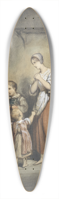 Ary Scheffer - Zieke man in bed met naast hem een vrouw en twee kinderen 39.3 inch art pintail longboard deck