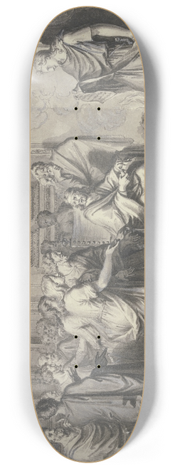 Bernard Picart - Ein Rmer wirft in Gegenwart vieler Personen Papierrollen ins Feuer 8.25 inch art skate deck