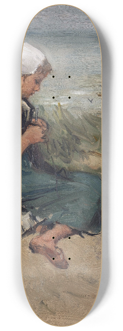 Bernardus Johannes Blommers - Girl Knitting in the Dunes 8.25 inch art skate deck