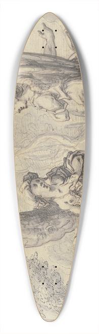 Augustin Medow - Der Hagar, die unter einem Baum sitzt, erscheint von rechts kommend ein Engel, zwischen ihnen liegt Ismael schlafend am Boden 39.3 inch art pintail longboard deck