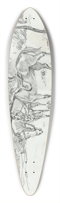 August Kratzer - Pferde in Deckung 39.3 inch art pintail longboard deck