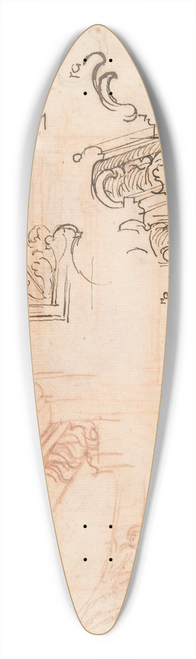 Baldassarre Franceschini - Studies of Architectural Moldings, of the Virgin and Child with a Kneeling Saint, and of Two Angels Supporting Frames 39.3 inch art pintail longboard deck
