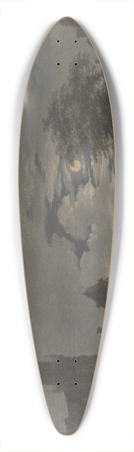 Bartholomeus Johannes van Hove - Dutch Town by Moonlight 39.3 inch art pintail longboard deck