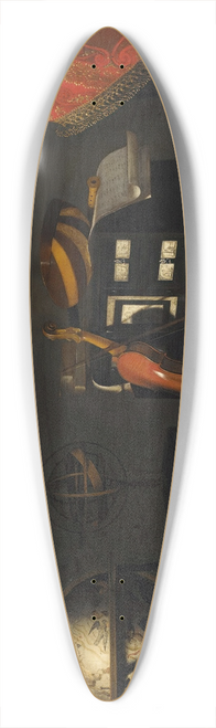 Bartolomeo Bettera - A still life with musical instruments and a globe on a table, a curtain behind 39.3 inch art pintail longboard deck