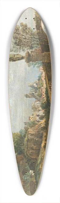 Bernardo Bellotto - Landscape capriccio with classical and medieval motifs and some buildings from Dresden 39.3 inch art pintail longboard deck