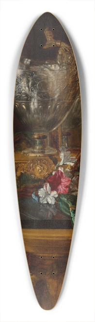 Blaise-Alexandre Desgoffe - A nautilus cup on a carved stand with a floral still life 39.3 inch art pintail longboard deck