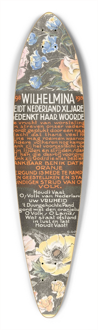 Carel Adolph Lion Cachet - Affiche ter gelegenheid van het veertigjarig regeringsjubileum van koningin Wilhelmina der Nederlanden 39.3 inch art pintail longboard deck