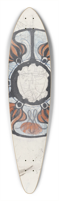 Carel Adolph Lion Cachet - Ontwerp voor een gedenkbord met W en een wapenschild 39.3 inch art pintail longboard deck