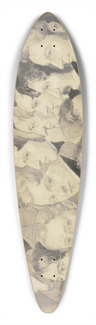 Carl Hoff - Stammgste im Goldenen Pfau, 24 Kpfe, unten in der Mitte der Knstler selbst 39.3 inch art pintail longboard deck