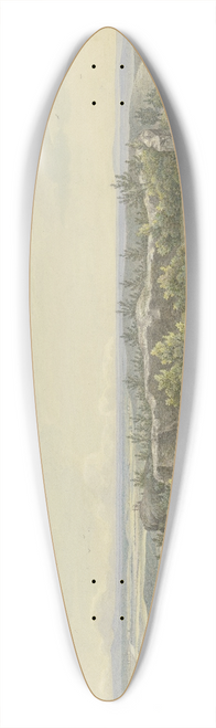 Carl Morgenstern - Burghof der Ruine Falkenstein mit Ausblick auf die Mainebene, den Odenwald und die Rheinberge 39.3 inch art pintail longboard deck