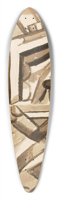 Carl Newman - AbstractFlowers inLeft 39.3 inch art pintail longboard deck