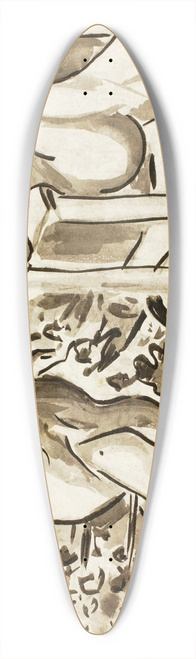 Carl Newman - Two Women in aGarden, One Seated Woman 39.3 inch art pintail longboard deck