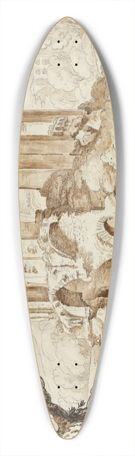 Carlo Labruzzi - The so-called Temple of Venus at Baiae, with tourists preparing to disembark and fishermen mending nets 39.3 inch art pintail longboard deck