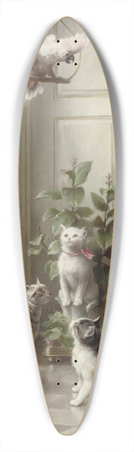 Carl Reichert - Cats and the cockatoo 39.3 inch art pintail longboard deck