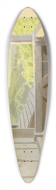 Carl Theodor Reiffenstein - Ausblick aus dem Hochsitz am Wasenmerk bei Braunfels ber die umgebende Waldlandschaft, September 19, 1860 39.3 inch art pintail longboard deck
