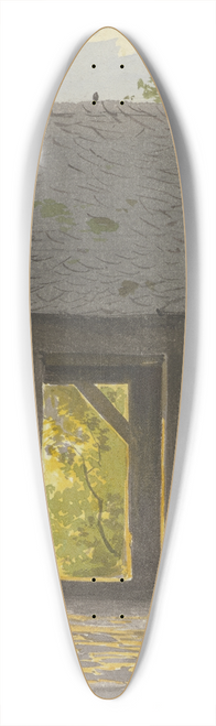 Carl Theodor Reiffenstein - Blick durch die geffneten Tren einer Scheune im Abendlicht 39.3 inch art pintail longboard deck