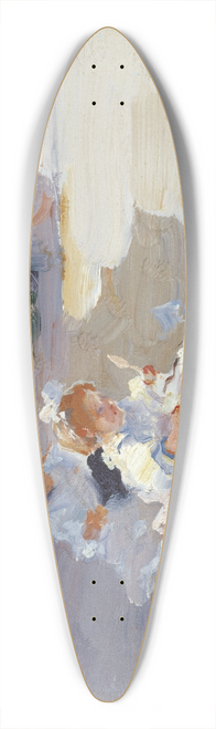 Cecilio Pl y Gallardo - Playing on the Beach 39.3 inch art pintail longboard deck