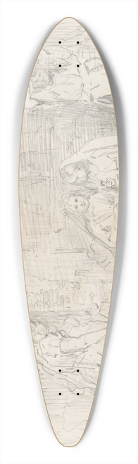 Charles Baugniet - Interior with Figures before a Fireplace 39.3 inch art pintail longboard deck