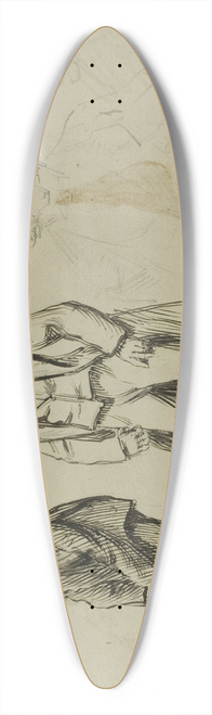 Charles Samuel Keene - Sketch of Two Standing Men and Two Portaits 39.3 inch art pintail longboard deck