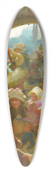 Charles William Wyllie - Beneath London Bridge 39.3 inch art pintail longboard deck