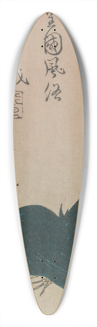 Chinnen - Green Rooster Perched on Torii (Shrine Gate) 39.3 inch art pintail longboard deck