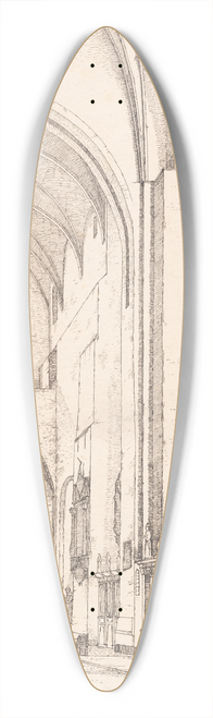 Christen Kbke - Prospekt af det indre af den nordlige korsarm af rhus Domkirke 39.3 inch art pintail longboard deck