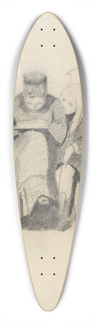 Christian Krohg - Sittende kvinne og liten jente 39.3 inch art pintail longboard deck