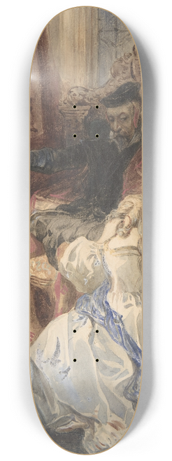 Camille-Joseph-Etienne Roqueplan - The Pardon Refused (from Sir Walter Scotts Kenilworth) 8.25 inch art skate deck