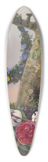 Christine Lvmand - En Buket Blomster Ved Foden Af Et Tr. P En Gren Hnger En Blomsterkrans 39.3 inch art pintail longboard deck