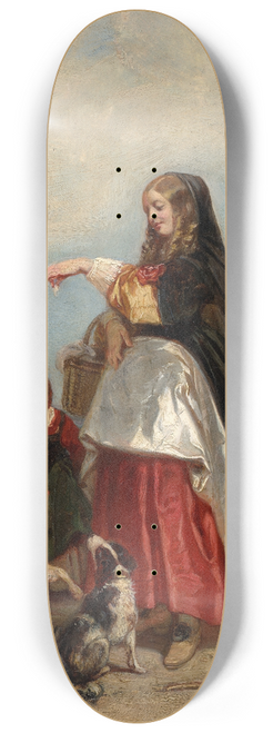 Camille-Joseph-Etienne Roqueplan - Woman And Child With Dogs 8.25 inch art skate deck