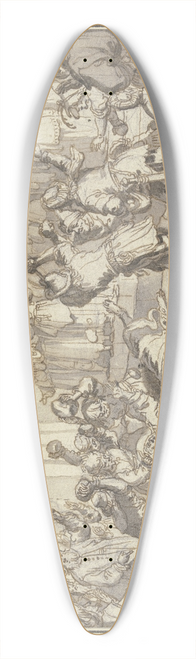 Conrad Meyer - Martyrium des heiligen Jacobus des Jngeren; Der Heilige wird von einer Volksmenge gesteinigt und mit dem Walkerholz erschlagen 39.3 inch art pintail longboard deck
