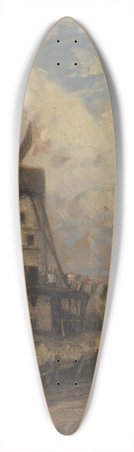 Constant Troyon - A Windmill against a Cloudy Sky 39.3 inch art pintail longboard deck