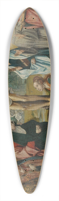 Cornelis Engebrechtsz - Christ on the Cross, with Mary, John, Mary Magdalene and Sts Cecilia and Barbara (left) and Peter, Francis and Jerome (right) 39.3 inch art pintail longboard deck