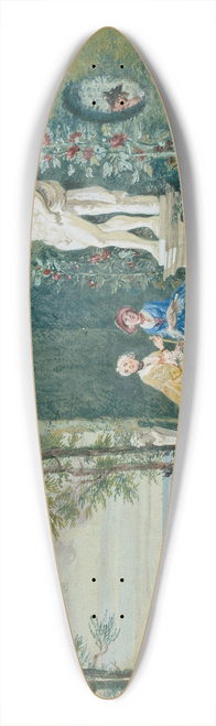 Cornelis Troost - View of a Park with Two Young Ladies by a Statue of Hercules 39.3 inch art pintail longboard deck