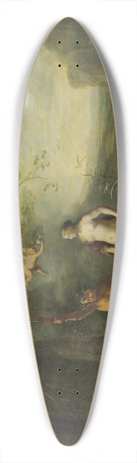 Cornelis Van Poelenburch - Bacchus, Venus and Ceres under a grapevine in a pastoral landscape with putti, nymphs and satyrs 39.3 inch art pintail longboard deck